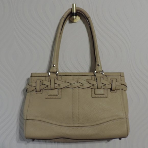 Coach Hampton Collection tan pebble leather satchel with braided detail NWOT - Picture 2 of 12
